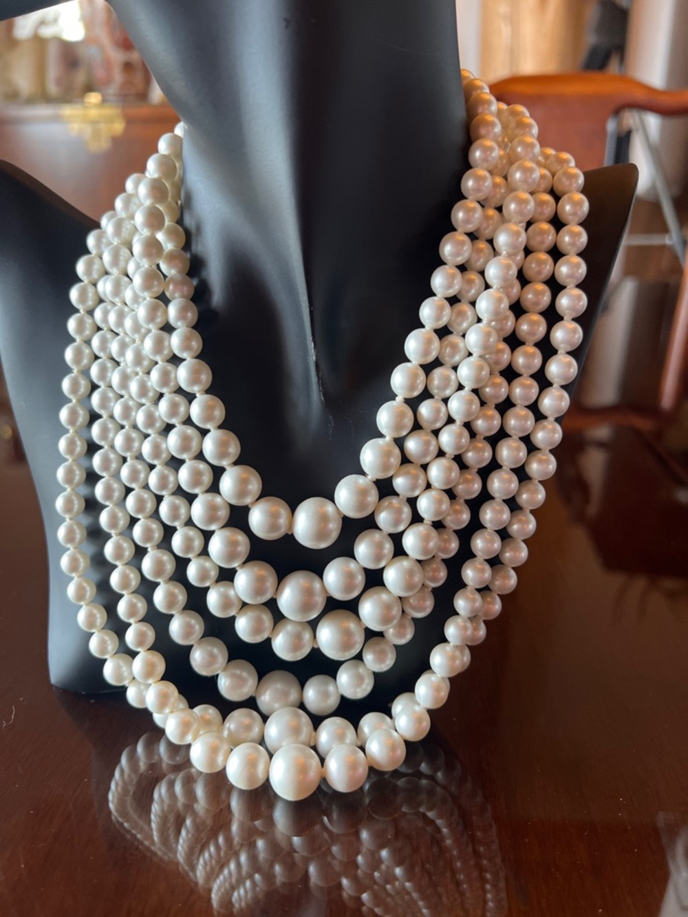 Vintage Classic Multi-Strand White Pearl Necklace